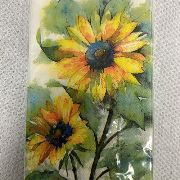 Punch Studio 32 Guest Paper Towel White Green Yellow Blue Washy Sunflower - Picture 6 of 7
